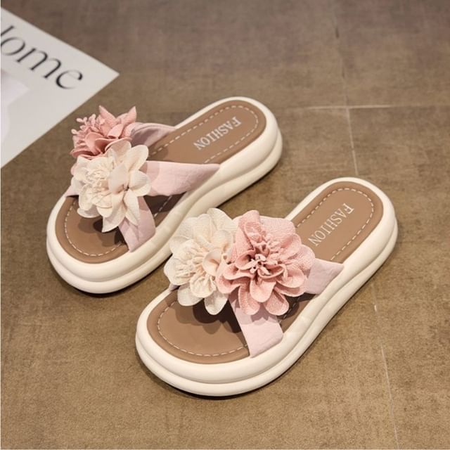 Floral Slide Sandals Platform