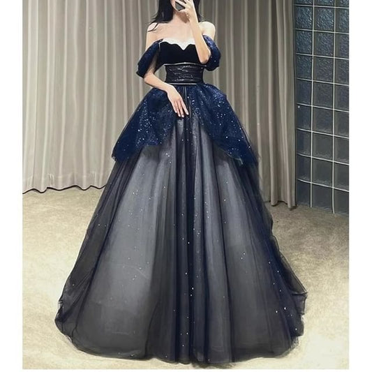 A-Line Ball Gown Sequin Off-Shoulder