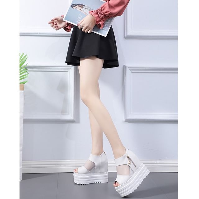 Platform Sandals Panel Mesh