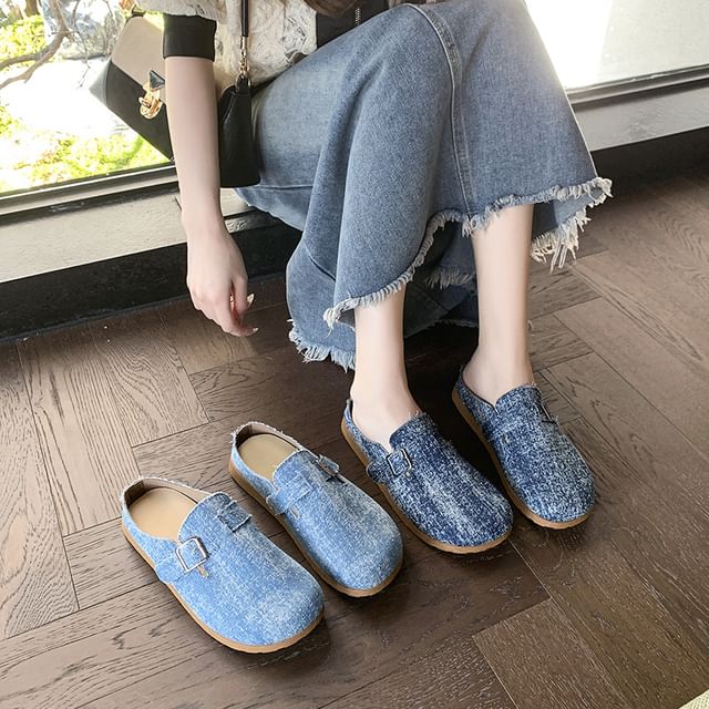Plaid Platform Buckled Mules