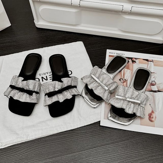 Ruffle Sandals Bow Slide