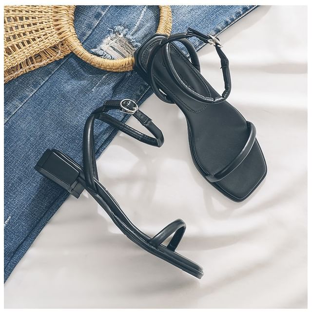 Chunky Ankle Heel Sandals Strap