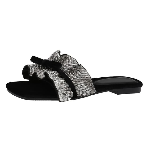 Ruffle Sandals Bow Slide
