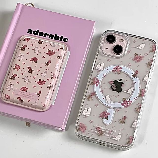 Magnetic / MagSafe) Card Butterfly Case (Compatible Holder Phone with Set