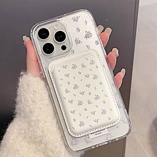 with / Phone (Compatible MagSafe) Floral Card Magnetic Set Holder Case