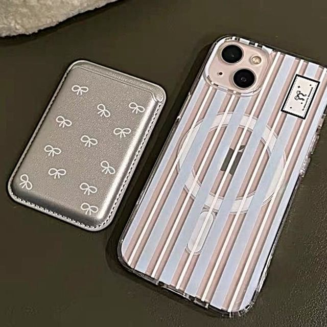 Striped Case iPhone Set Print Card / Bow Magsafe Compatible