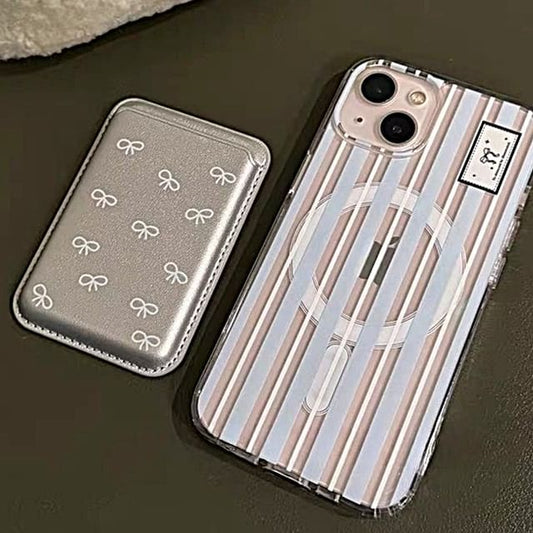 Striped Case iPhone Set Print Card / Bow Magsafe Compatible