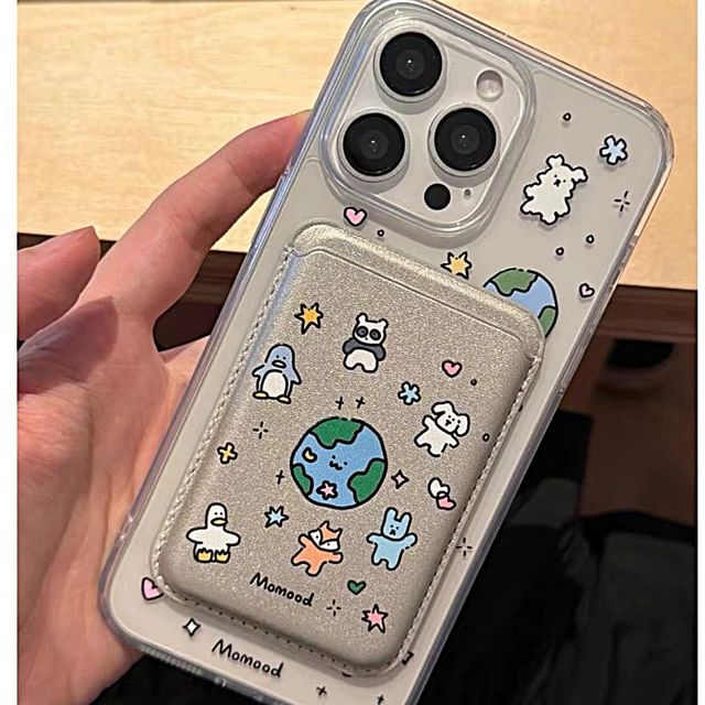 Holder Phone (Compatible with / Set Magnetic MagSafe) Animal Card Earth Case