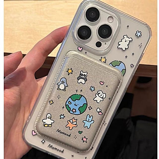 Holder Phone (Compatible with / Set Magnetic MagSafe) Animal Card Earth Case