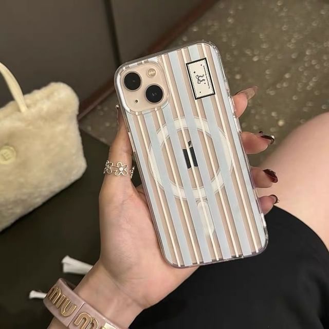 Striped Case iPhone Set Print Card / Bow Magsafe Compatible