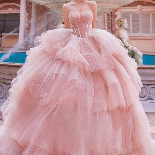 Ball Gown Wedding Strap Plain Spaghetti Tiered