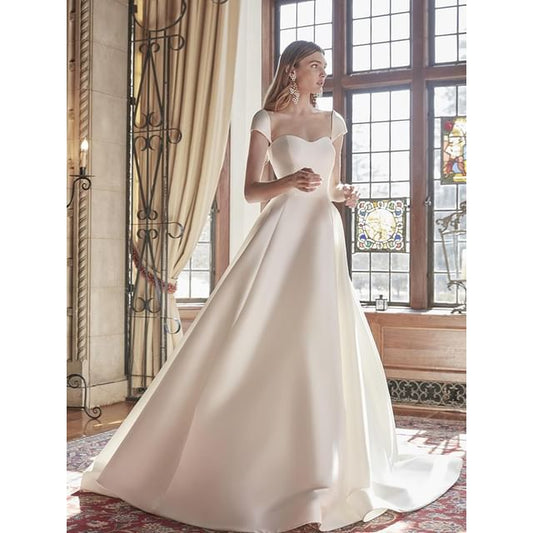 Plain A-Line Neck Sweetheart Gown Wedding