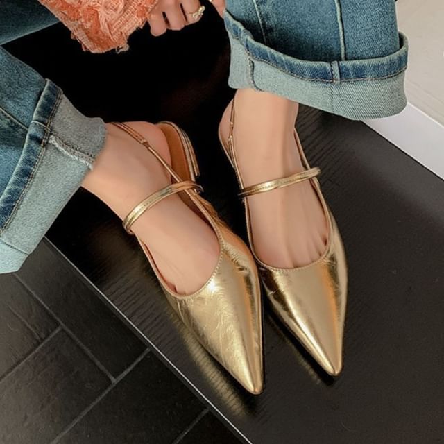 Low Mules Heel Toe Pointed Slingback