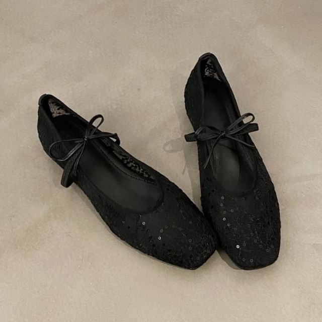 Shoes Floral Flat Mesh Jane Mary