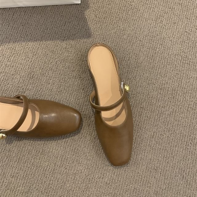 Mary Leather Faux Jane Mules