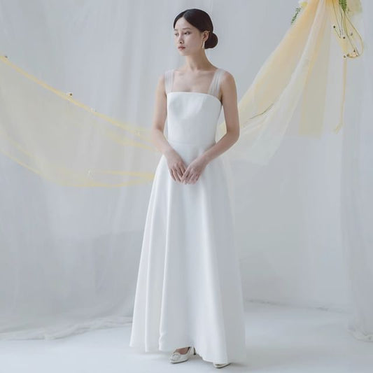 Strap A-Line Wedding Mesh Gown