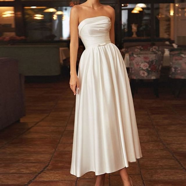 Strapless Evening A-Line Gown Plain