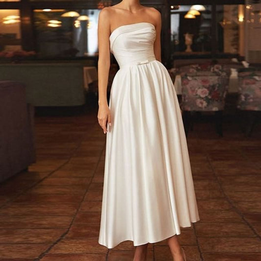 Strapless Evening A-Line Gown Plain