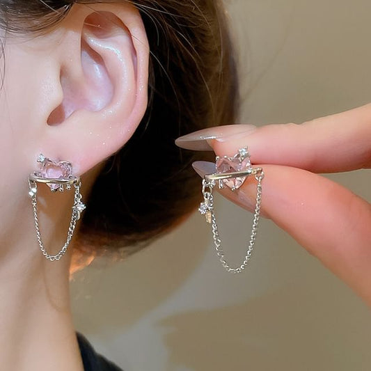 Earring Chain Stud Heart