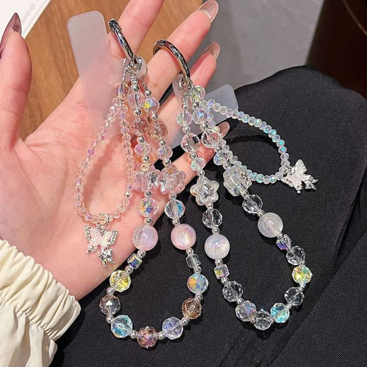 with Strap Butterfly Faux Wrist Beaded Pad Lanyard Crystal Phone