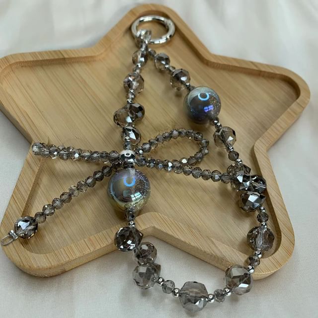 Beaded Faux Wrist Bow Strap Phone Crystal