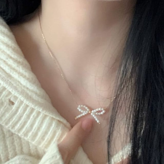 Sterling Beaded 925 Necklace Bow Silver