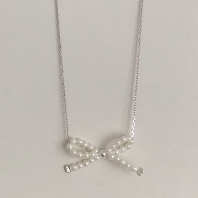 Sterling Beaded 925 Necklace Bow Silver