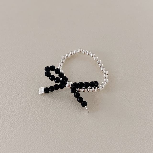 Ring Elastic 925 Bow Beaded Sterling Silver