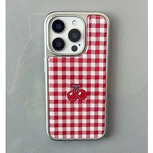 Gingham Print Phone Case Cherry
