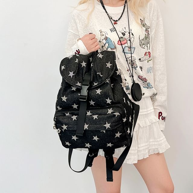 Flap Print Star Backpack