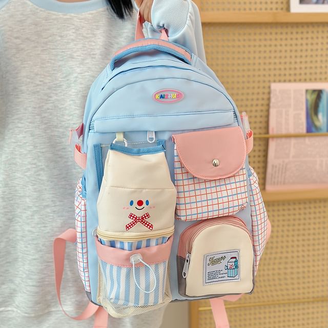 Backpack Zip Plaid Panel