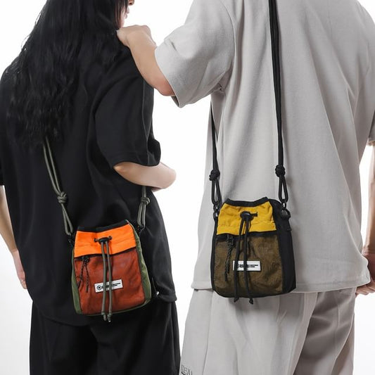 Drawstring Bag Block Crossbody Color