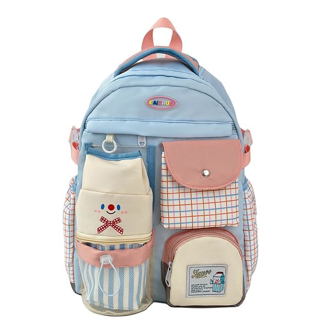 Backpack Zip Plaid Panel