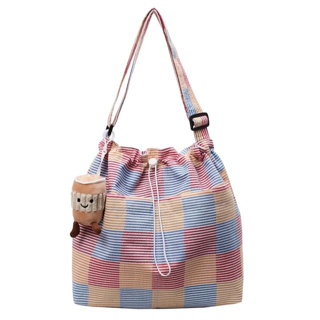 Drawstring Plaid Bag Crossbody