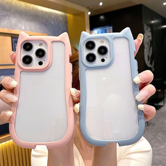 Ear Transparent Case Phone Cat