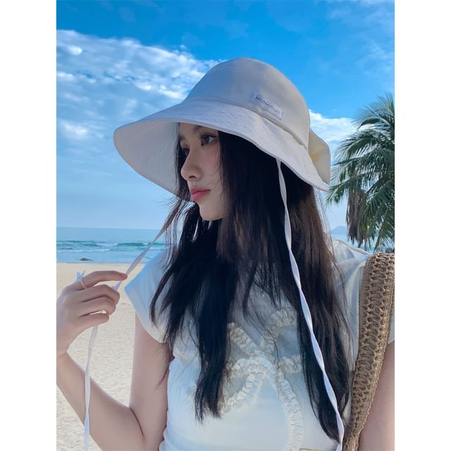 Sun Applique Striped Lettering Hat