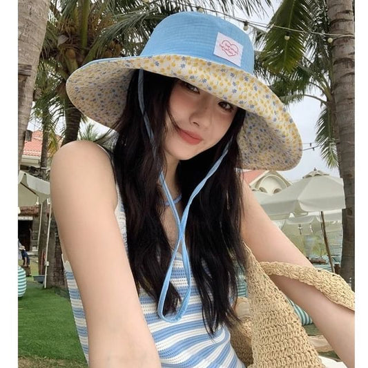 Hat Applique Sun Heart Print Floral