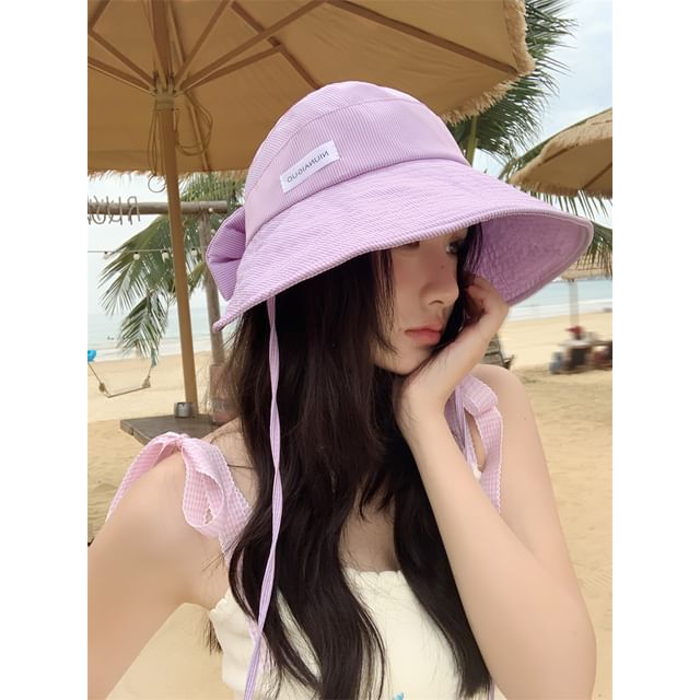 Sun Applique Striped Lettering Hat