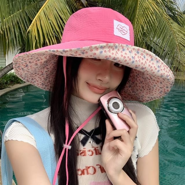 Hat Applique Sun Heart Print Floral