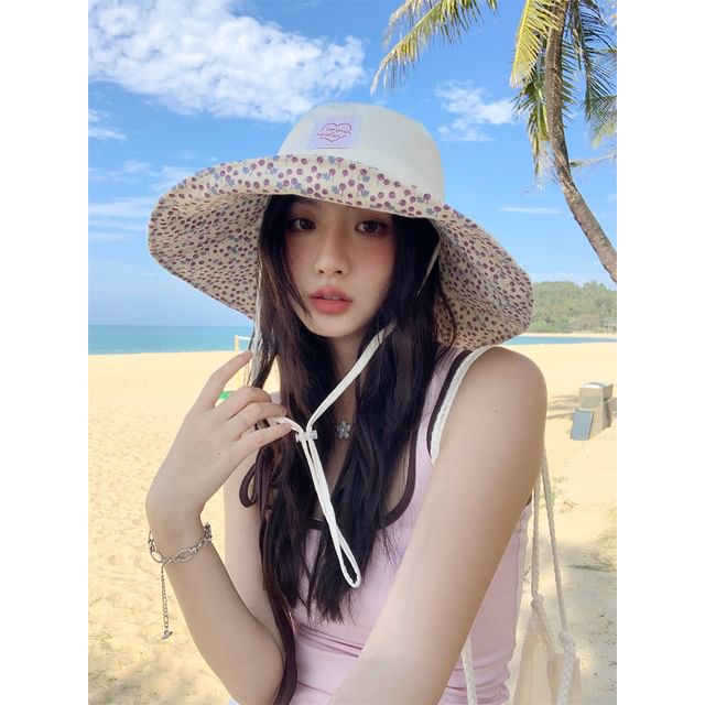 Hat Applique Sun Heart Print Floral