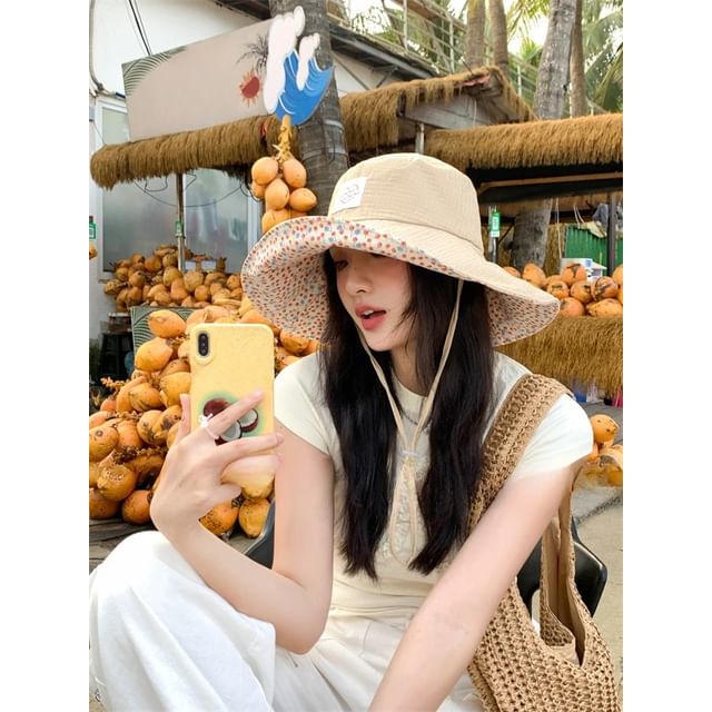 Hat Applique Sun Heart Print Floral