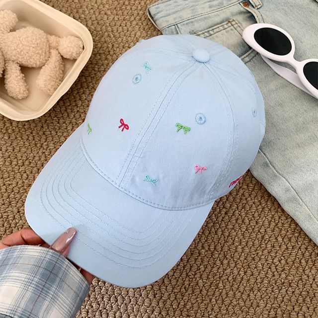 Baseball Cap Embroidered Bow