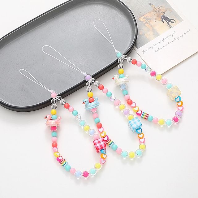 Plastic Bead Cube Designs) Phone Duck (Various Strap