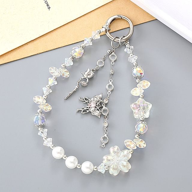 Phone Strap Star Crystal Butterfly (Various Faux Designs)