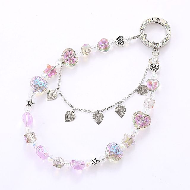 Phone Heart Crystal Faux Strap