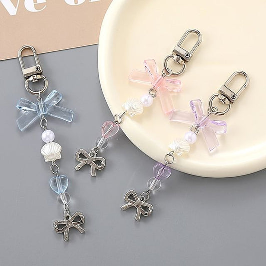 Faux Bow Charm Phone Pearl