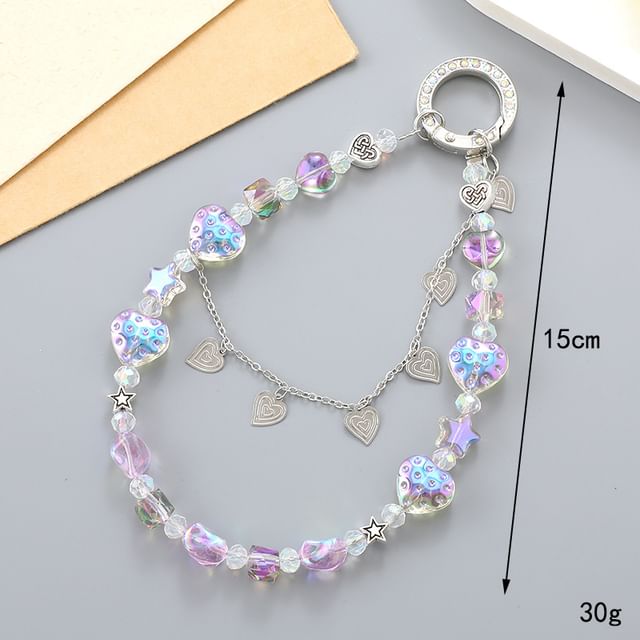 Phone Heart Crystal Faux Strap