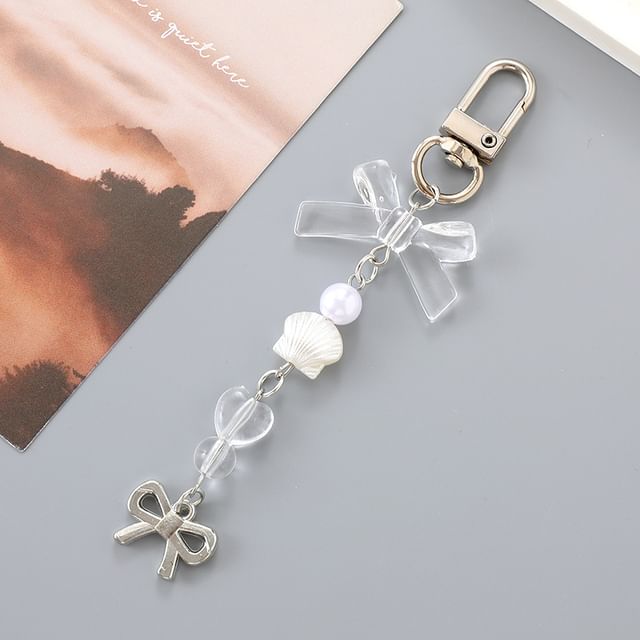 Faux Bow Charm Phone Pearl