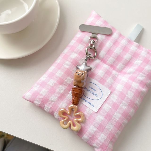 Ice (Various Cream Pad Lanyard Phone Charm with Floral Designs)