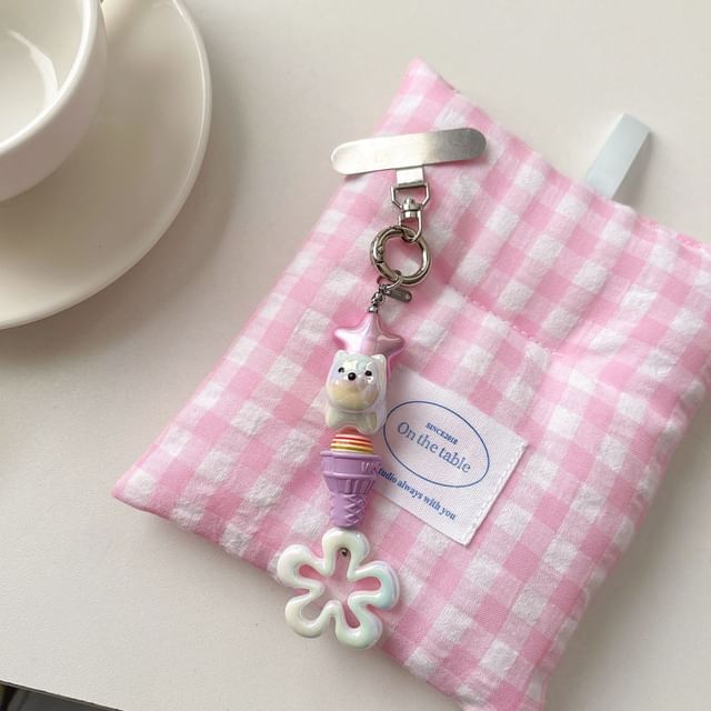 Ice (Various Cream Pad Lanyard Phone Charm with Floral Designs)